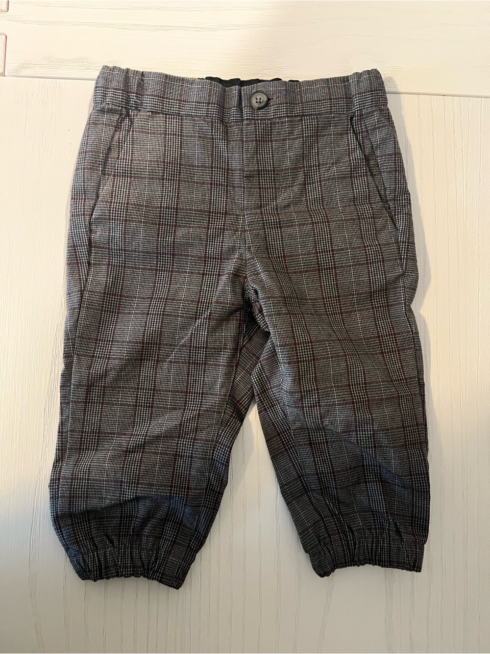 Janie and Jack Gray Plaid Pull-On Kids Pants